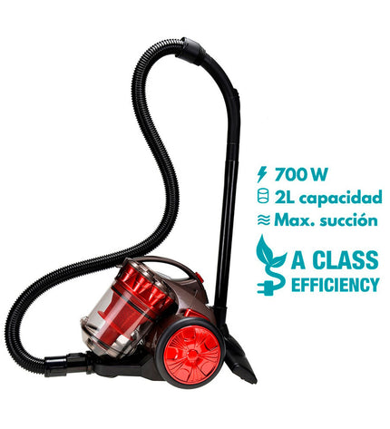 EDM Multi-Cyclonic Stofzuiger with 700W power, black and silver design, suited for home cleaning and floor maintenance