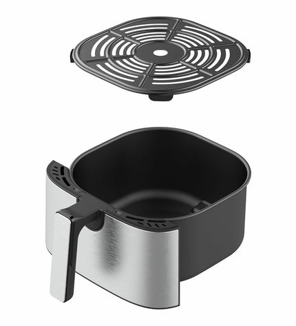 EDM Luchtfriteuse 07790 with 5L capacity, 1450W, LED display, compact electric kitchen appliance for frying and cooking.