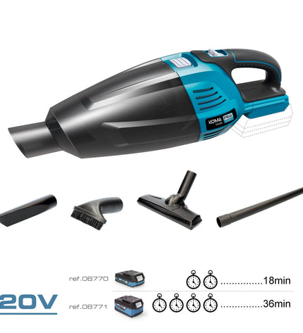 Koma Tools Pro Series kruimelzuiger in zwart met handvat voor huis en keuken schoonmaak, compact stofzuigertje voor kruimels.