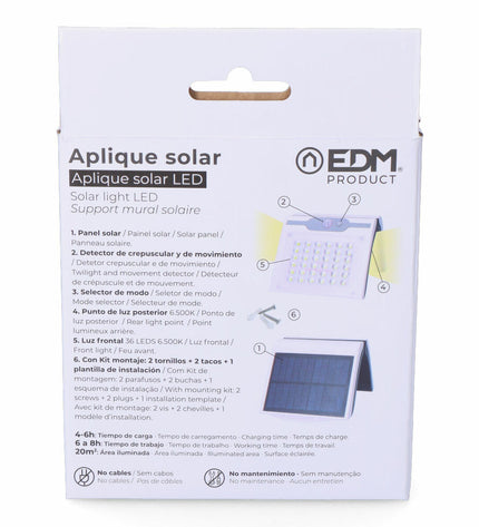 EDM LED outdoor garden light with motion sensor, white 2W, 220 lumens, 6500K daylight, decorative outdoor lighting.