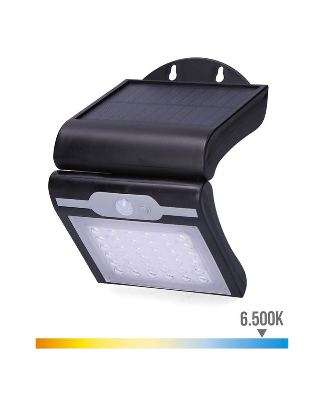 EDM Wandlamp EDM 31847 Zwart outdoor garden decor with 2W LED, motion sensor, 220 lumens, 6500K for outdoor lighting.