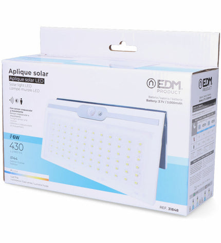 LED outdoor garden light EDM 31848 in white, 6W, 430 lumens, daylight 6500K, with motion sensor for external decoration.