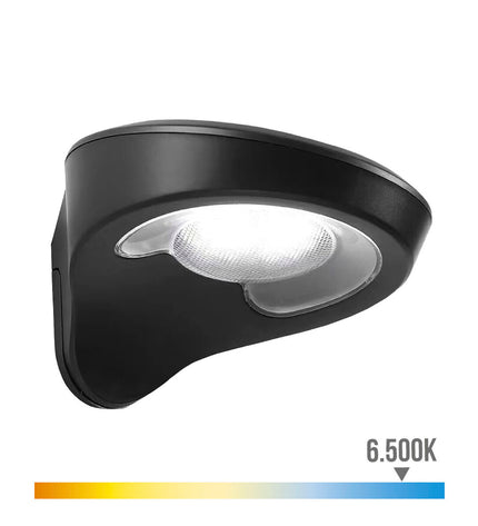 EDM LED outdoor garden wall light in black with motion sensor, 2W, 200 lumens, 155 lumens, 6500K for outdoor decor and security.