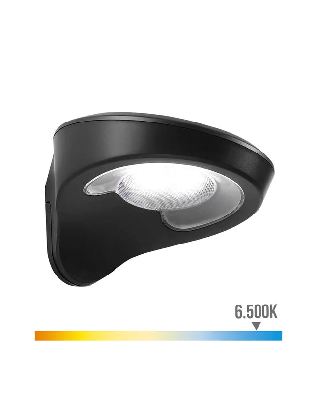 EDM LED outdoor garden wall light in black with motion sensor, 2W, 200 lumens, 155 lumens, 6500K for outdoor decor and security.