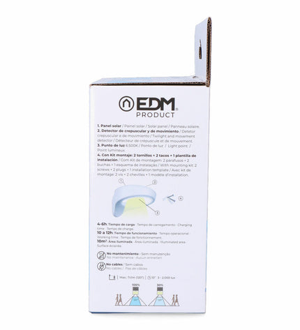 EDM LED outdoor garden wall light with motion sensor, 2W, 200 lumens, white finish, 6500K, for exterior decorative lighting