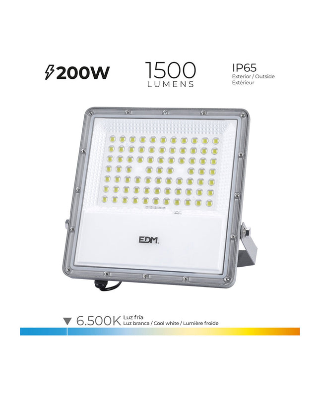 EDM Bouwlamp EDM 31855 200W outdoor garden light with remote control, solar panel, 1500 lumens, 6500K daylight color