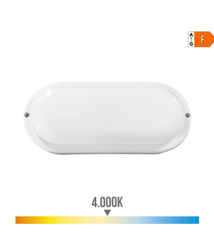 EDM LED-applicatie in wit aluminium and plastic, oval outdoor garden light with 18W, 120W equivalent, 1820 lumens, E27 fitting, 4000K