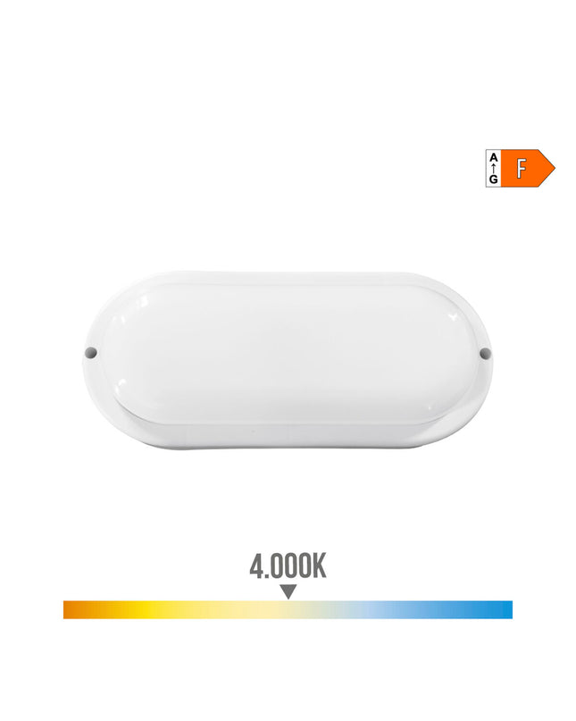 EDM LED-applicatie in wit aluminium and plastic, oval outdoor garden light with 18W, 120W equivalent, 1820 lumens, E27 fitting, 4000K