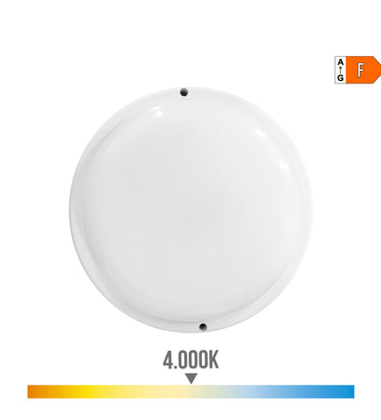 EDM LED applicatie in wit aluminium and plastic, circular outdoor garden light with E27 socket, 18W, 120W equivalent, 1820 lumens, 4000K