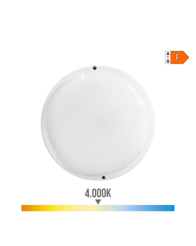 EDM LED applicatie in wit aluminium and plastic, circular outdoor garden light with E27 socket, 18W, 120W equivalent, 1820 lumens, 4000K