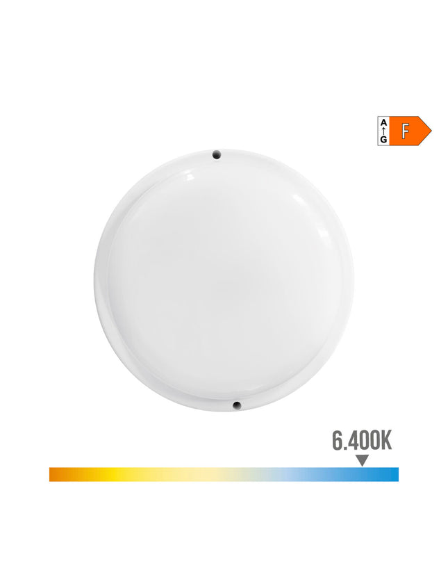 EDM LED outdoor garden light in white aluminium and plastic, 18W, 120W equivalent, circular design, 1820 lumens, 6400K.