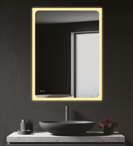 Rectangular LED wall mirror EDM 32435, 80x60 cm, ideal for bathroom and home use, with built-in 20W LED lighting.