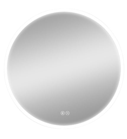Round LED wall mirror by EDM with transparent aluminum frame, 60cm diameter, ideal for bathroom and home use.