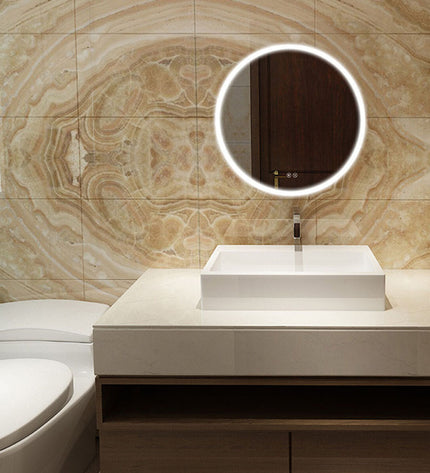 Transparant aluminium circular LED wall mirror with 20W light, 60cm diameter, suitable for bathroom and home use by EDM Product