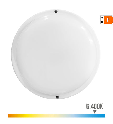 EDM Wandlamp EDM 32447 outdoor garden light with motion and light sensors, circular white plastic design, 18W, 120W, 1820 Lm, 6400K