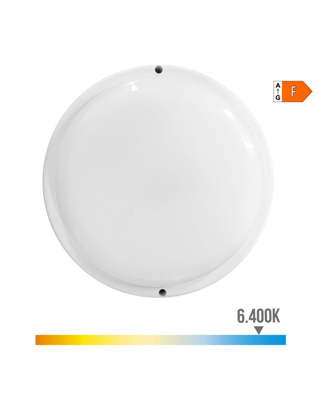 EDM Wandlamp EDM 32447 outdoor garden light with motion and light sensors, circular white plastic design, 18W, 120W, 1820 Lm, 6400K