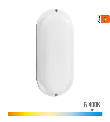 EDM Wandlamp EDM 32449 outdoor garden light with motion and light sensors, oval shape, white plastic, 18W, 120W, 1820 lumens, 6400K