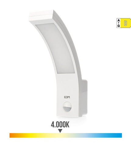 EDM Wandlamp EDM 32535 outdoor garden wall light in white polypropyleen, 10W, 750 lumens, 4000K for exterior decoration