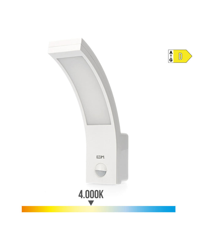 EDM Wandlamp EDM 32535 outdoor garden wall light in white polypropyleen, 10W, 750 lumens, 4000K for exterior decoration