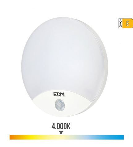 EDM LED outdoor garden light in white with 15W and 13W options, 1250 and 1850 lumens, made of polypropylene, 4000K color temperature.