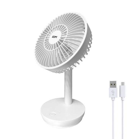 EDM Tafelventilator in wit, draagbare USB airconditioner, compact 16.5x18.5 cm, herlaadbaar voor huis en koken gebruik