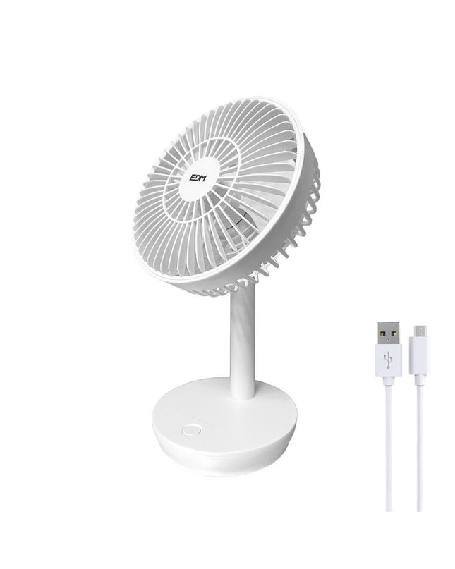 EDM Tafelventilator in wit, draagbare USB airconditioner, compact 16.5x18.5 cm, herlaadbaar voor huis en koken gebruik