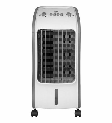 Portable EDM air cooler with 80W power, 3.6L water tank, compact design for home and kitchen cooling.