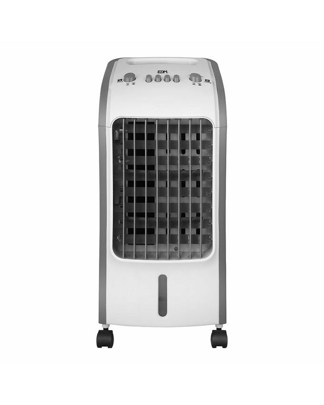 Portable EDM air cooler with 80W power, 3.6L water tank, compact design for home and kitchen cooling.
