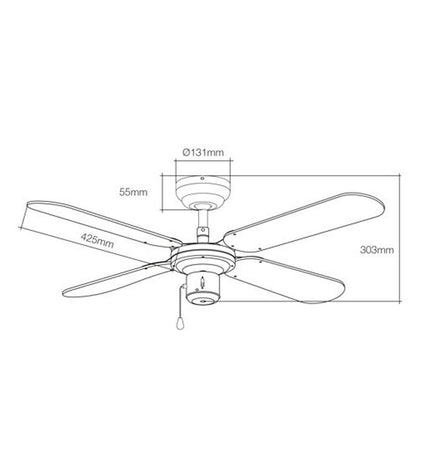EDM Plafondventilator EDM 33802 Báltico wit, 102 cm diameter, 50W ceiling fan for home and kitchen use
