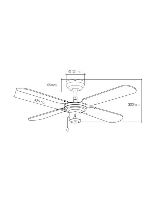 EDM Plafondventilator EDM 33802 Báltico wit, 102 cm diameter, 50W ceiling fan for home and kitchen use