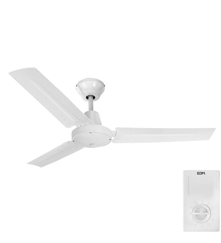 Industrial EDM 33981 white ceiling fan, 60W, 140cm diameter, suitable for home and kitchen ventilation.