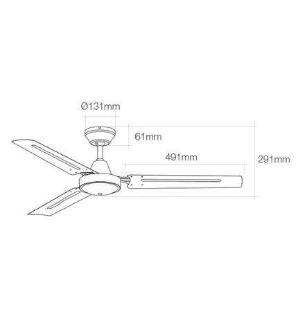 EDM Plafondventilator EDM 33982 in white, 120cm mini industrial ceiling fan with 60W motor for home and kitchen cooling.