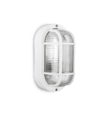 EDM Wandlamp EDM 34350 Tarragona outdoor garden wall light with 40W E27 bulb, white decorative exterior lighting in a garden setting