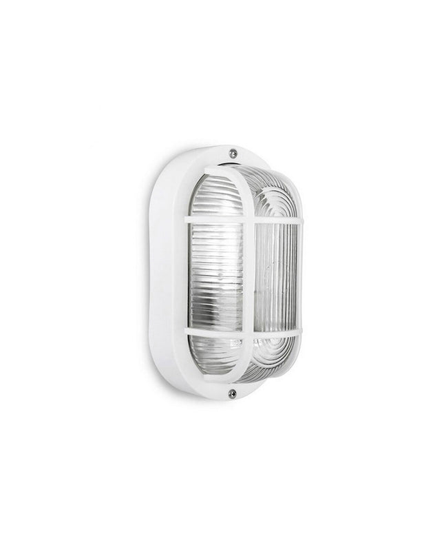 EDM Wandlamp EDM 34350 Tarragona outdoor garden wall light with 40W E27 bulb, white decorative exterior lighting in a garden setting