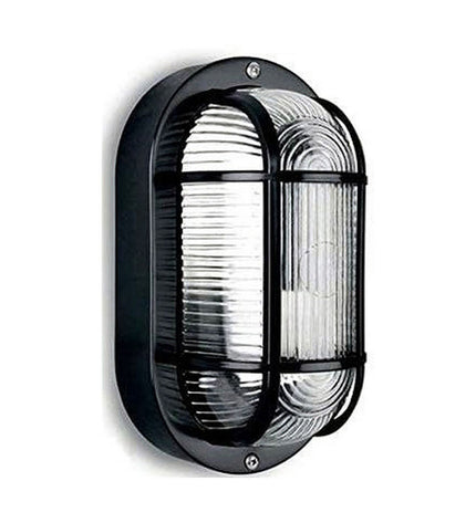 EDM Tarragona Zwart plastic outdoor garden wall lamp with 40W E27 bulb, decorative lighting for outdoor spaces