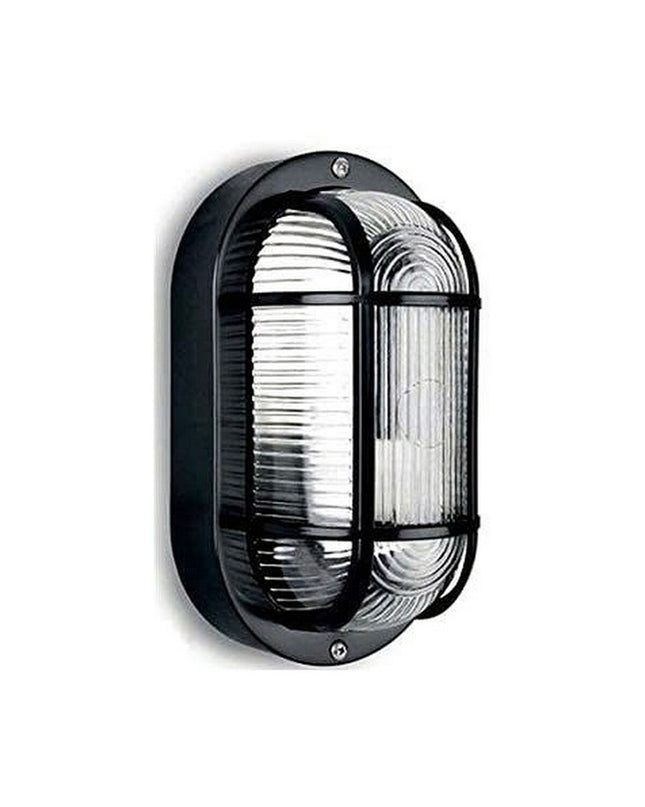 EDM Tarragona Zwart plastic outdoor garden wall lamp with 40W E27 bulb, decorative lighting for outdoor spaces