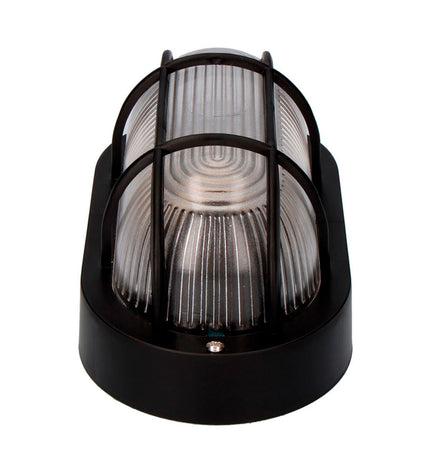 EDM Tarragona Zwart outdoor garden wall lamp with plastic body, 40W E27 bulb for exterior decoration.