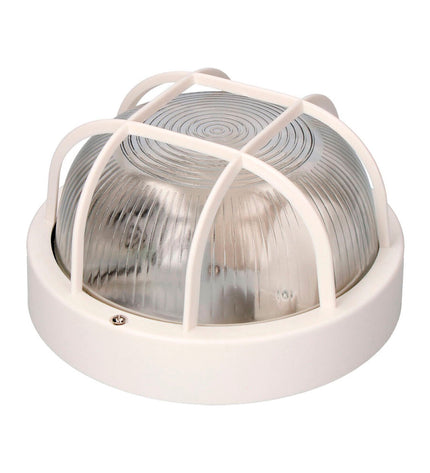 EDM Tarragona Wandlamp with crystal plastic shade, outdoor garden decor, 40W E27 bulb, white finish, suitable for exterior lighting