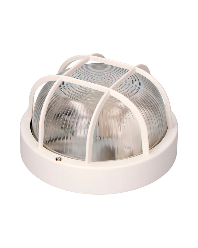 EDM Tarragona Wandlamp with crystal plastic shade, outdoor garden decor, 40W E27 bulb, white finish, suitable for exterior lighting
