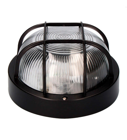 EDM Tarragona black outdoor garden wall lamp with crystal plastic shade, 40W E27 bulb, decorative exterior lighting.