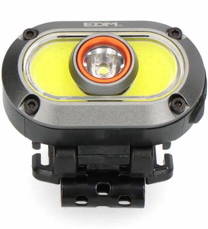 EDM LED headlamp for outdoor activities, 7W, 500 lumens, adjustable strap, ideal for camping and hiking.