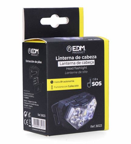 EDM Sport and Outdoor LED headlamp with 5W and 8W options, 400 lumens, suitable for camping and hiking activities.