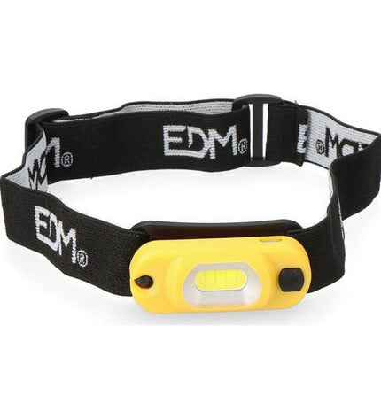 EDM LED headlamp for outdoor activities, black and yellow, 1W, 100 lumens, suitable for camping and hiking.