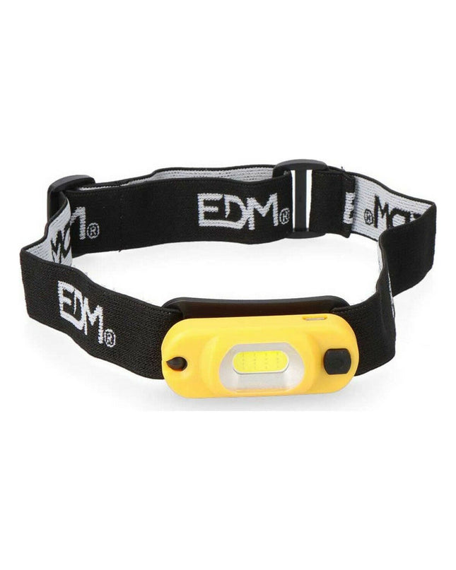 EDM LED headlamp for outdoor activities, black and yellow, 1W, 100 lumens, suitable for camping and hiking.