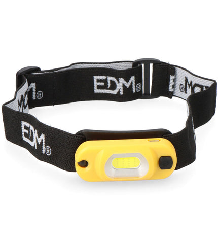 EDM sport headlamp for outdoor camping and hiking, yellow and black LED lamp with 1W, 100 lumens brightness.