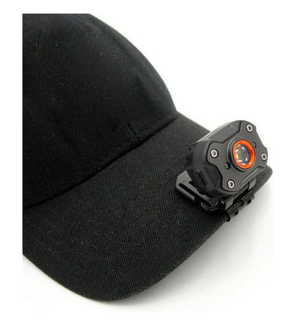 EDM sport headlamp in black with 8W LED, 400 lumens, suitable for camping and outdoor activities, worn on the head.
