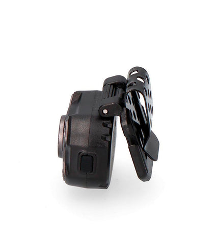 Black EDM LED headlamp for outdoor activities, 8W, 400 lumens, suitable for camping and hiking.