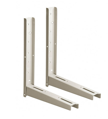 White outdoor air conditioner unit holder for EDM portable air conditioners, designed for secure outdoor installation.