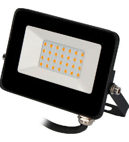 Black and orange EDM Bouwlamp EDM 70317 outdoor garden decoration with 20W light, 1000 lumens, designed for exterior lighting.
