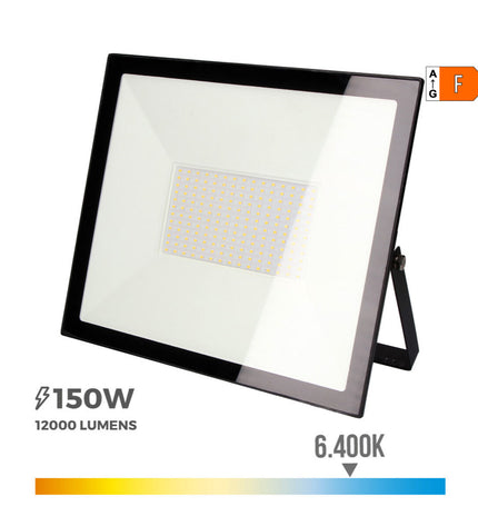 EDM Bouwlamp EDM 70337 Zwart F 150W outdoor garden decorative light with 6400K color temperature, black finish, mounted for exterior lighting.